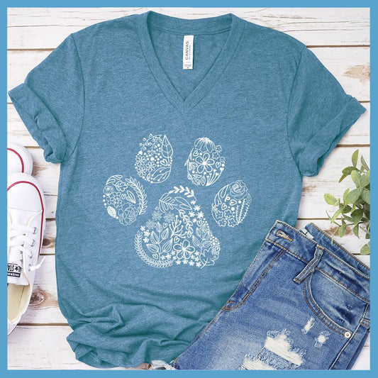 Floral Paw V-Neck